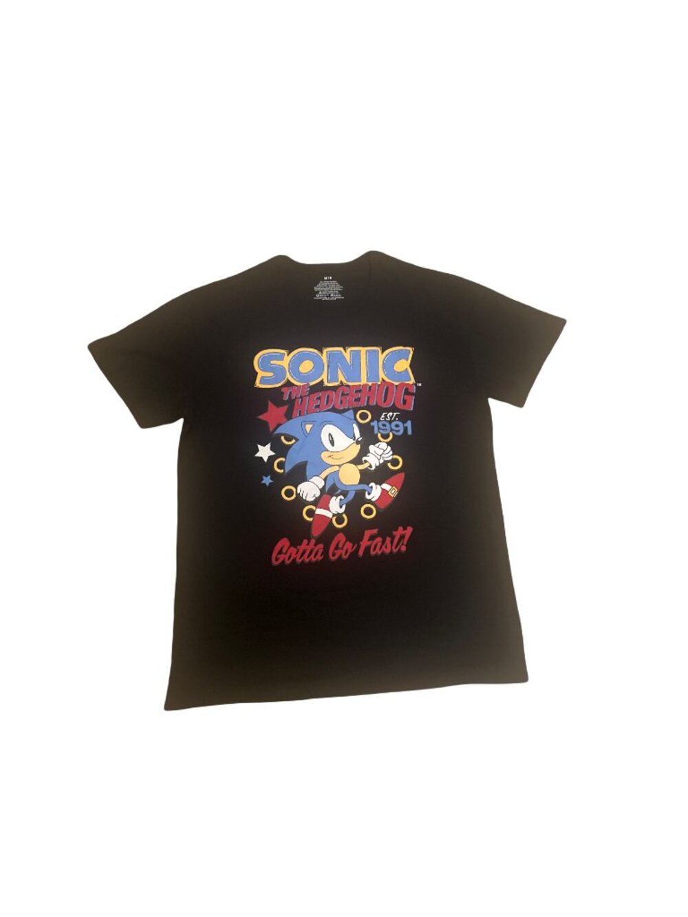 Sonic The Hedgehog T Shirt Mens M Black Gotta Go Fast Sega Graphic Tee Retro Y2K